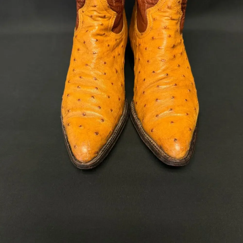 MONTANA MEN TOP QUALITY WESTERN OSTRICH & LEATHER WESTERN cowboy BOOTS us8